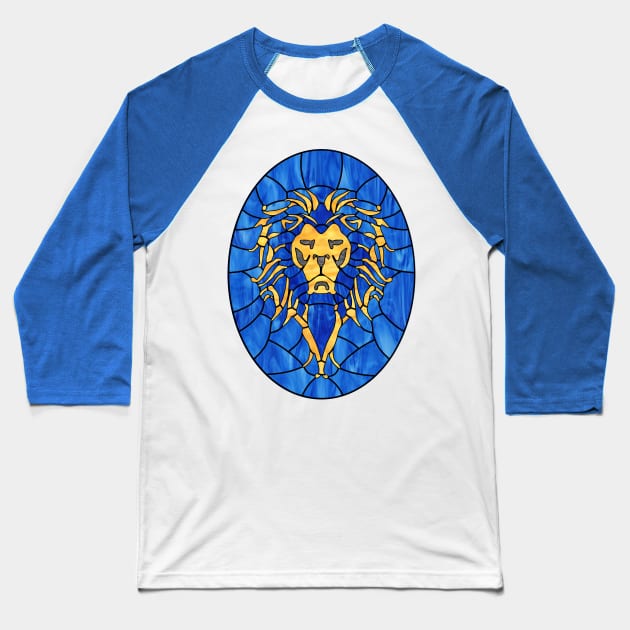 Stained Glass Lion Baseball T-Shirt by Griffen